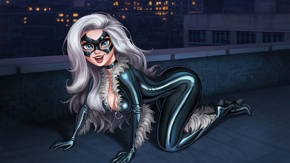 Черная девушка-кошка 4k