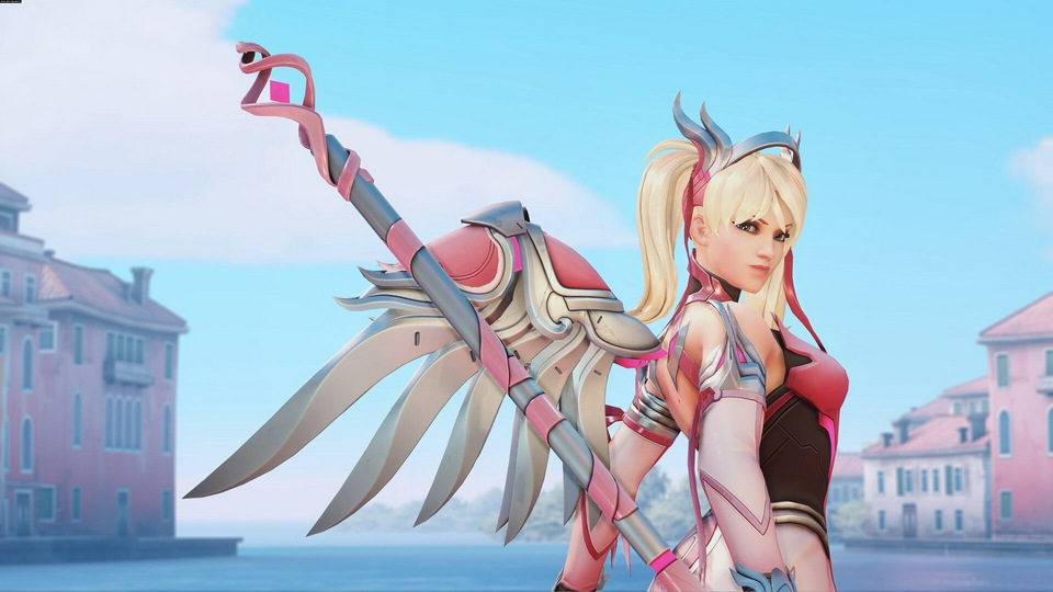 Обложка Pink Mercy Overwatch 4k