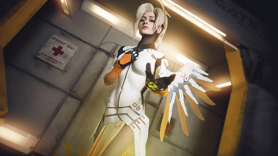 Косплей Mercy Overwatch 2021 4k