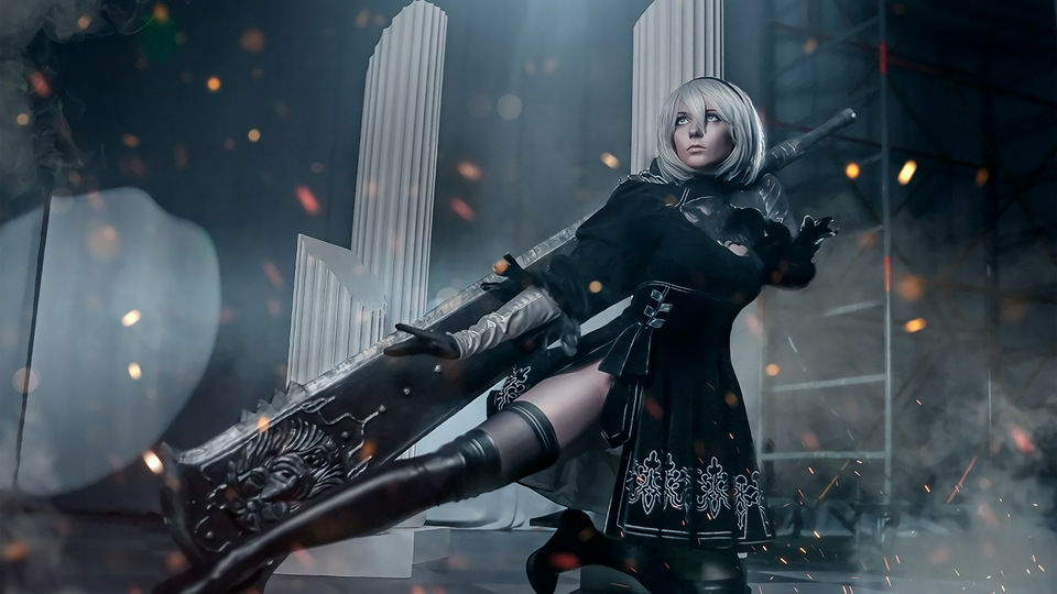 Nier Automata 2B косплейщица 4k