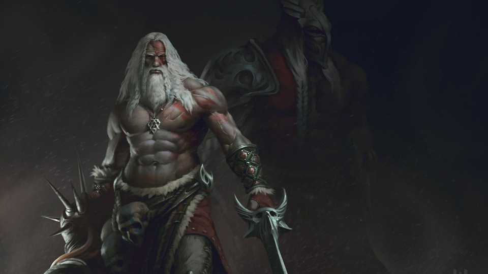 Старый Бородатый Мужчина с мечом Воина