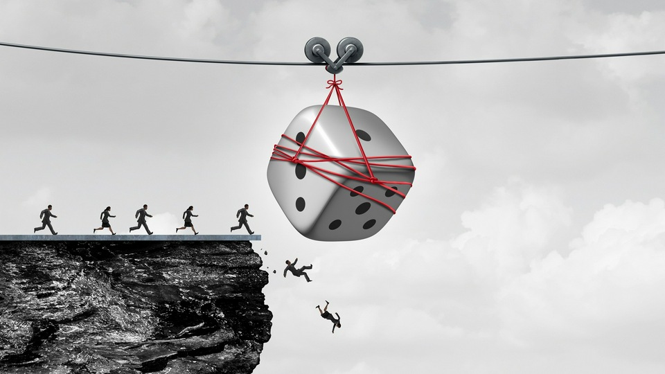 Игральные кости на скале Цифровое искусство 5k