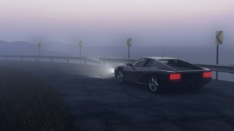 Купе на горной дороге 4k