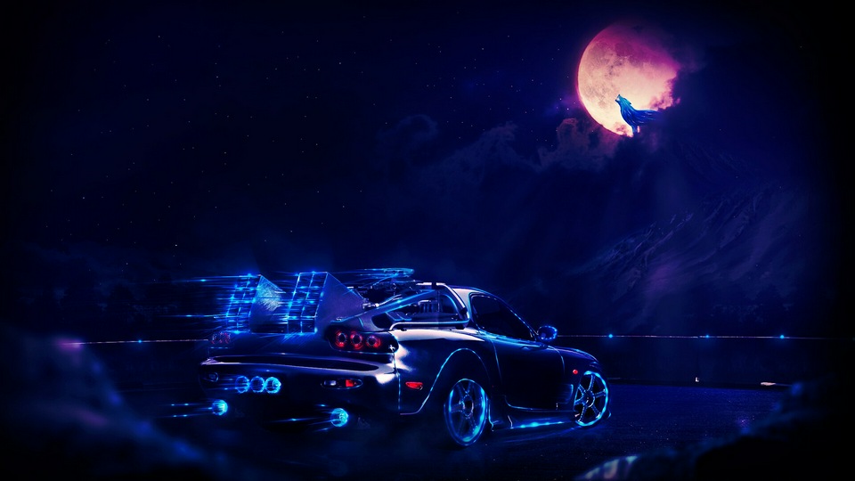 Художественное оформление Madza Rx7 Neon Wolf Night