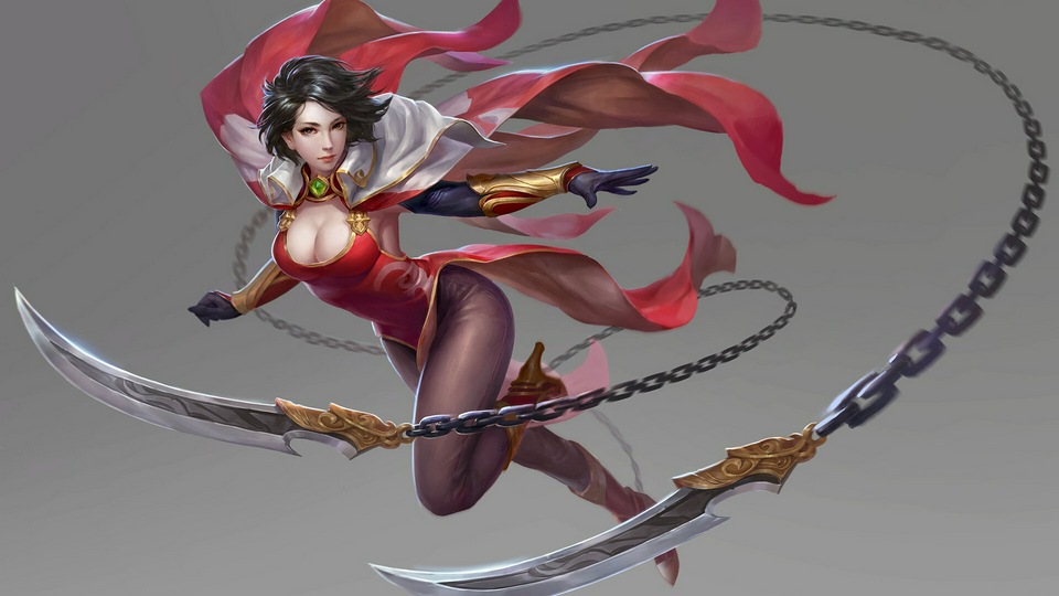 Девушка-воин с летающим Ножом