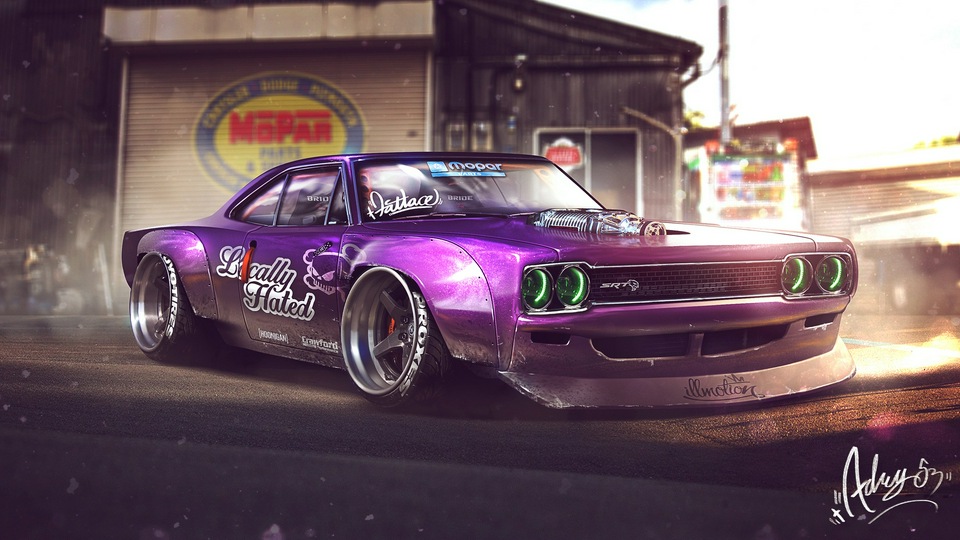 Концепция цифрового искусства Plymouth Road Runner 1968 года