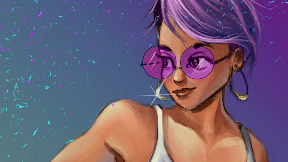 Девушка фиолетового оттенка