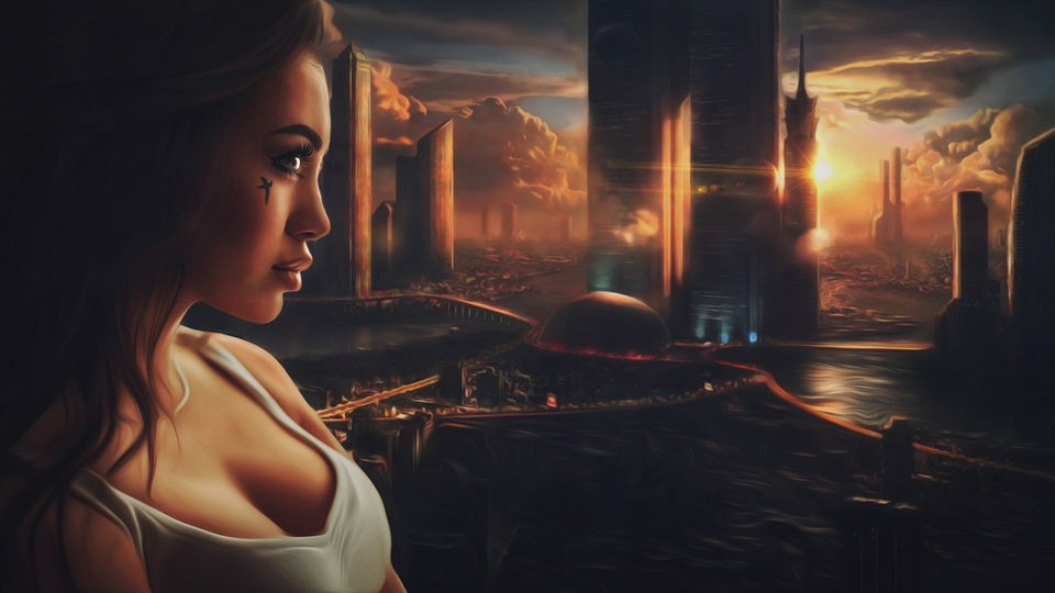 Scifi Girl City 4k