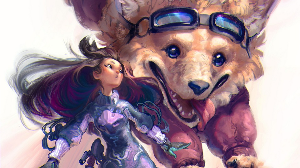 Девушка с Большой Собакой Небольшого размера