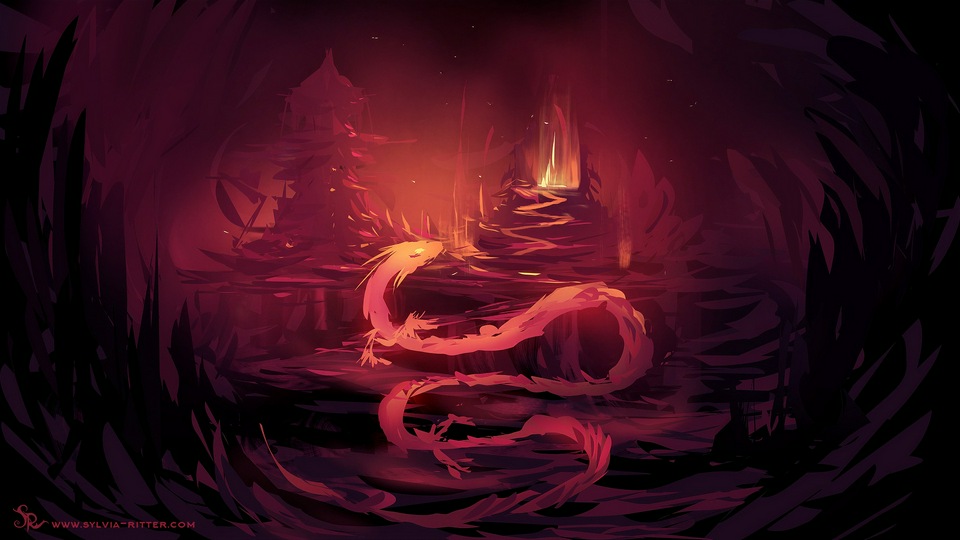 Красный цифровой дракон