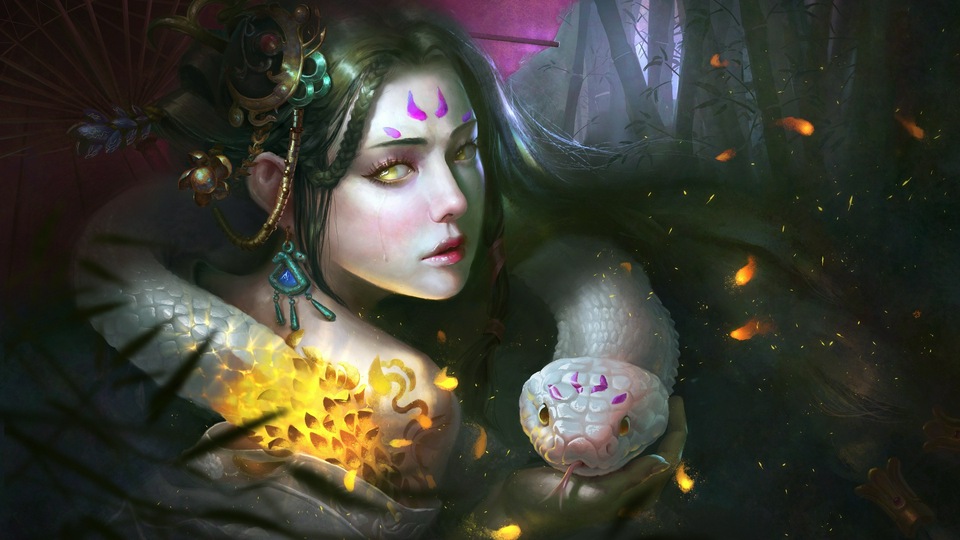 Фантазийное искусство девушки-рептилии