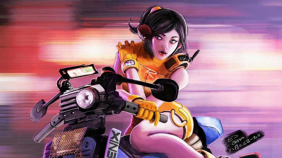 Городская девушка на скутере 4k