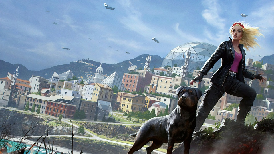 Девушка с собакой 4k