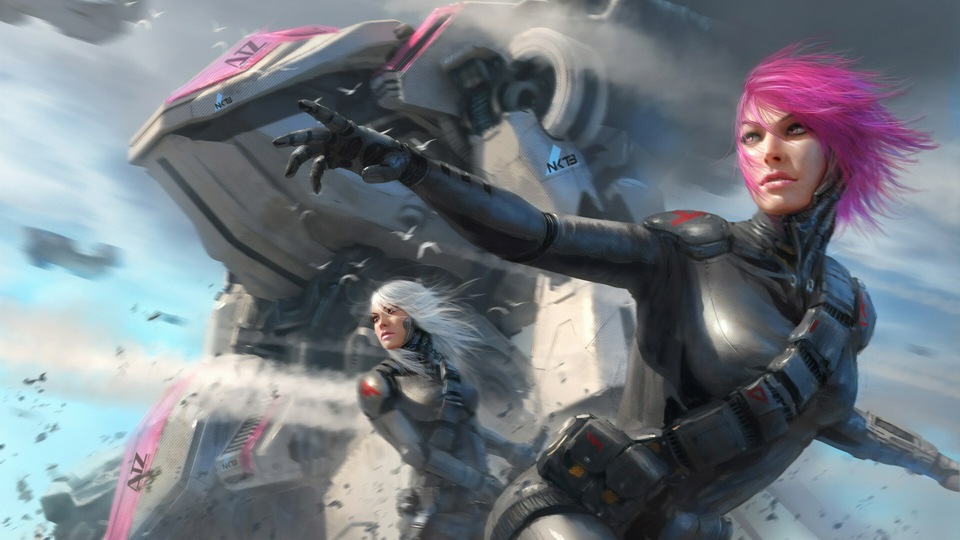 Девушка-воин Научно-фантастическое Киберпанковское футуристическое произведение искусства 4k