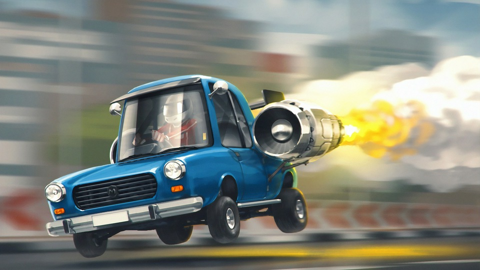 Автомобиль с реактивным двигателем 4k