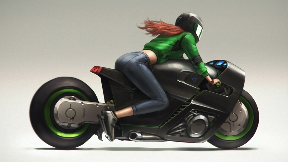 Девушка на велосипеде Newart