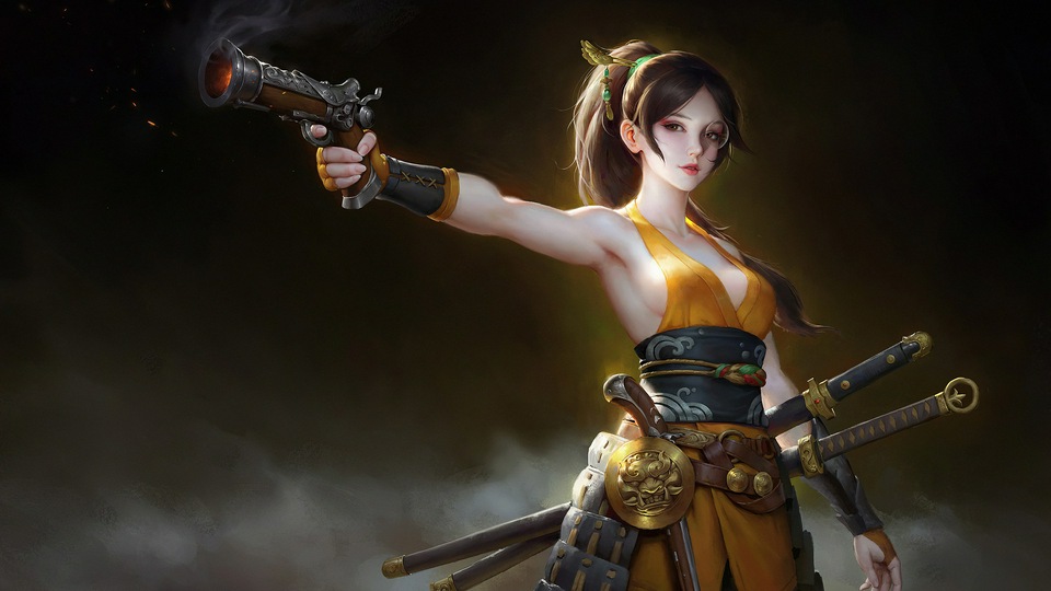 Девушка с Оружием И Мечом