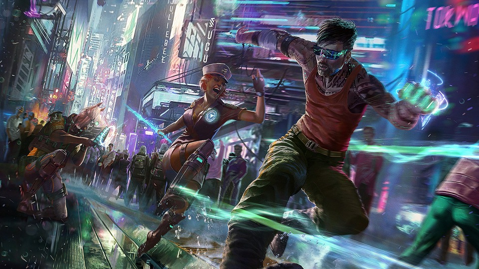 Киберпанковские Девочка и Мальчик Бегут