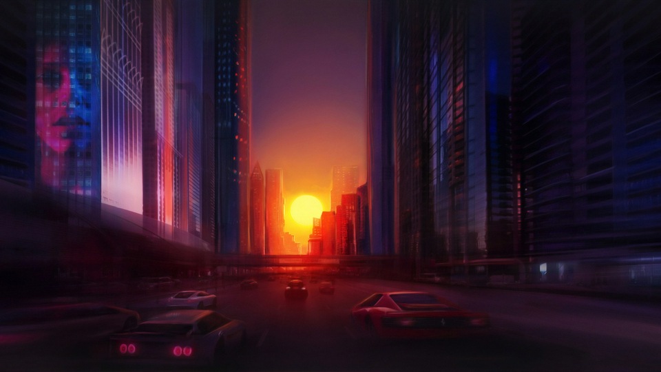 Цифровой рисунок Городского заката 4k