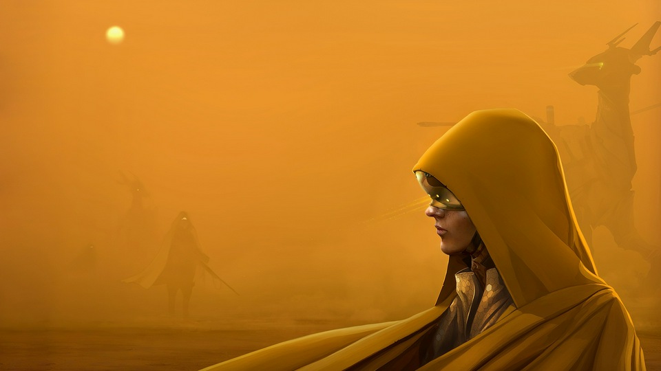 Песчаная буря Девушка в капюшоне 4k