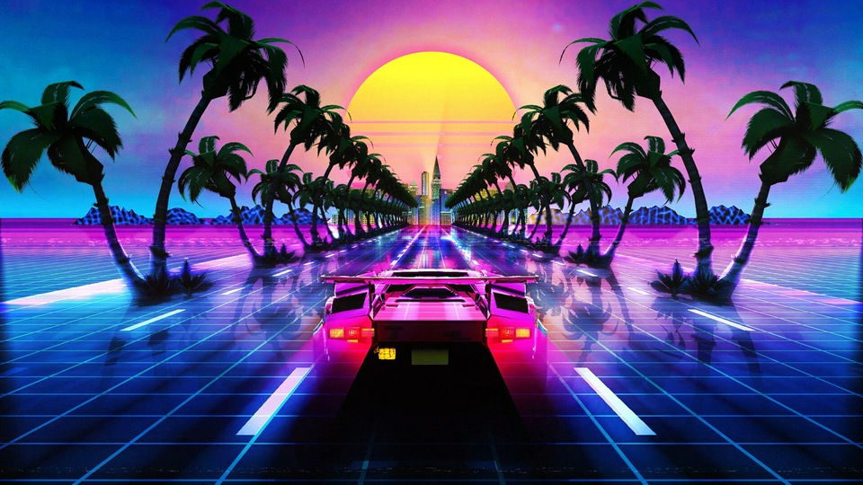 Lamborghini Countach обогнал Retrowave