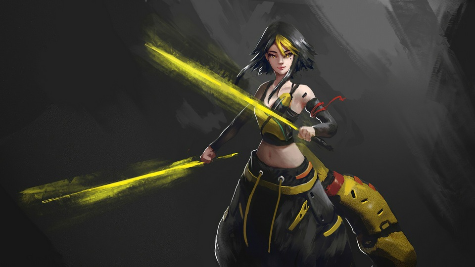 Иллюстрация девушки с хвостом 4k