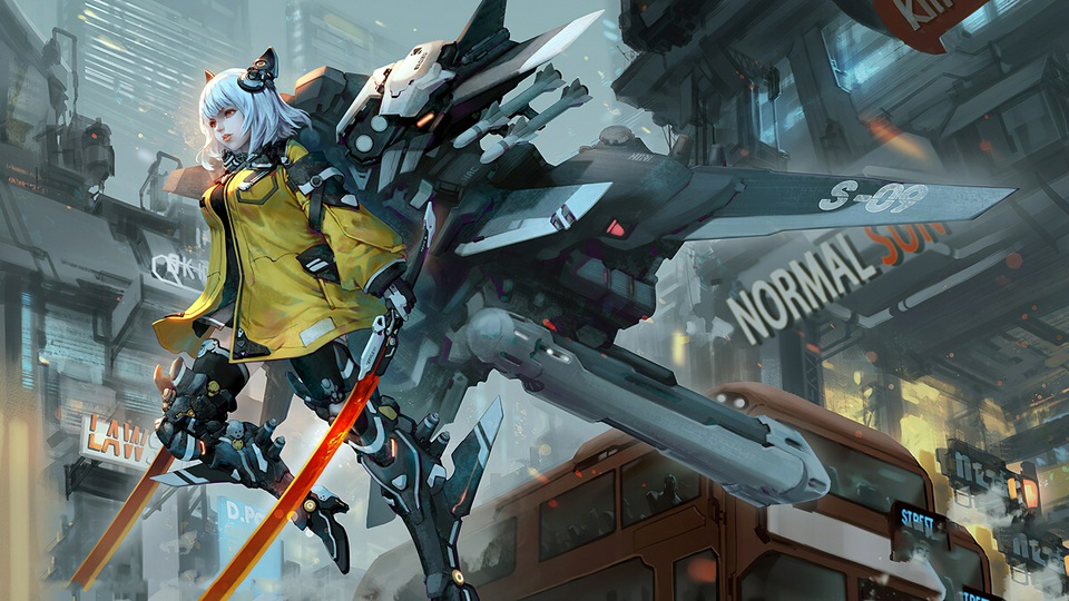 Девушка-Киберпанк-техник