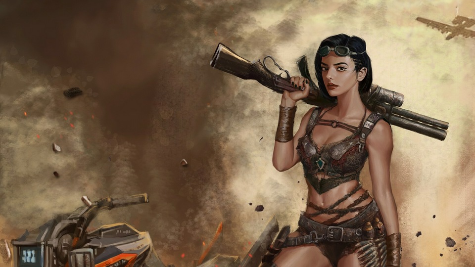 Девушка с большим пистолетом 4k