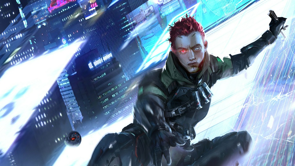 Кибер-парень, бросающий бомбу