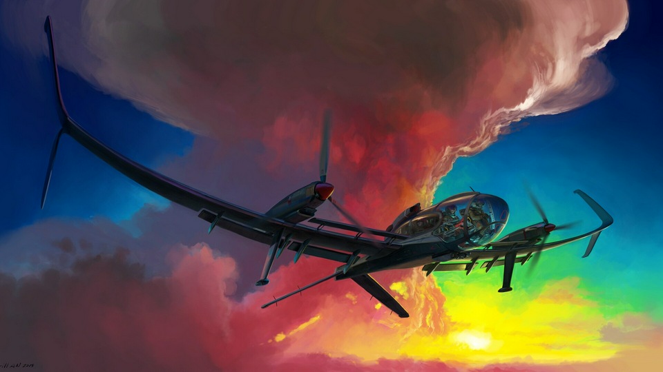 Скольжение по закату 4k