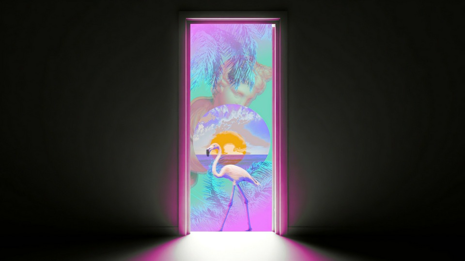 Flamingo Vaporwave 4k