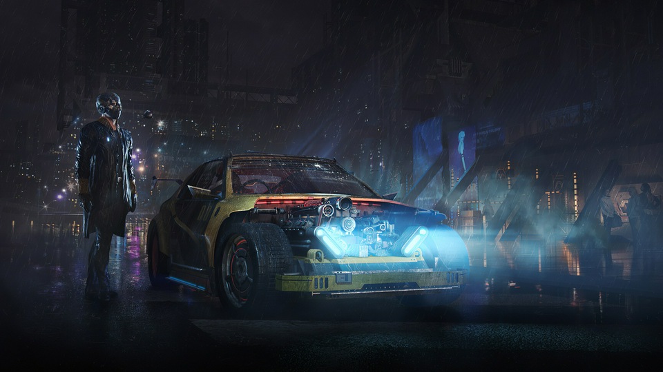 Темная ночь Неоновый Свет Автомобиля