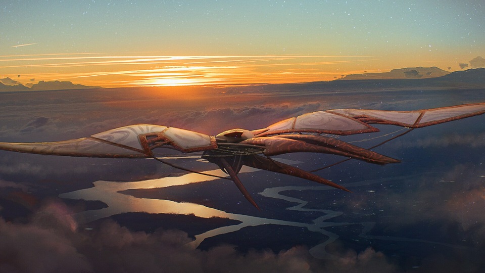 Дизайн корабля-стрекозы 4k