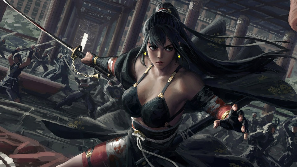 Изображение меча девушки-воина в формате 4k