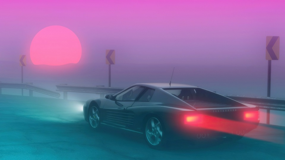 Ferrari Testarossa Synthwave 4k