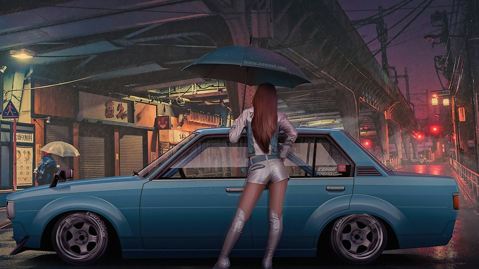 Рендеринг дождя Toyota Corolla 4k