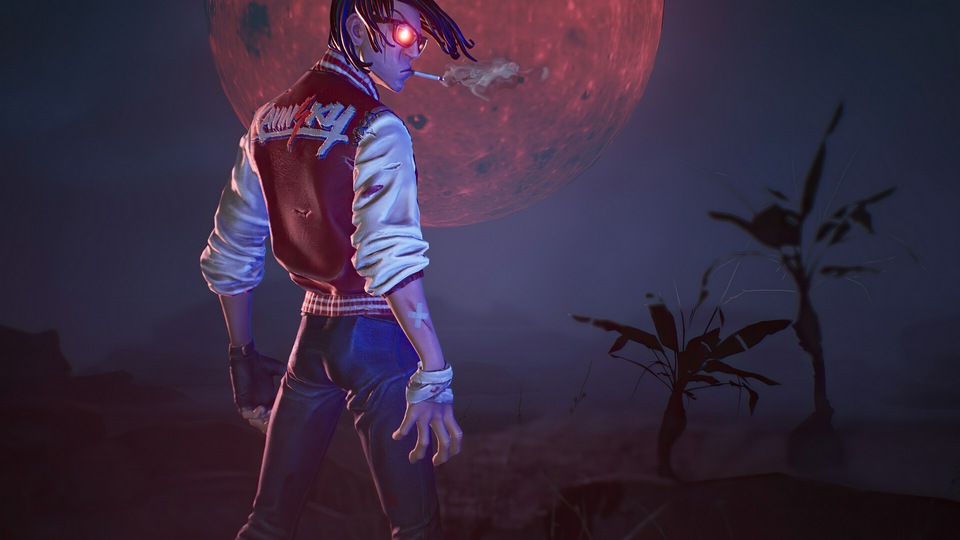 Парень курит сигарету