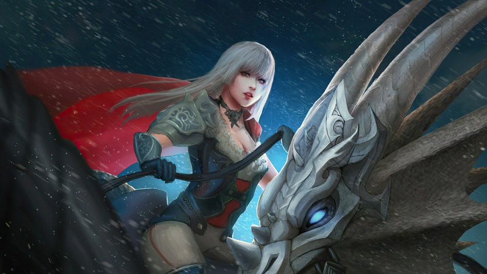 Девушка-всадница на драконе