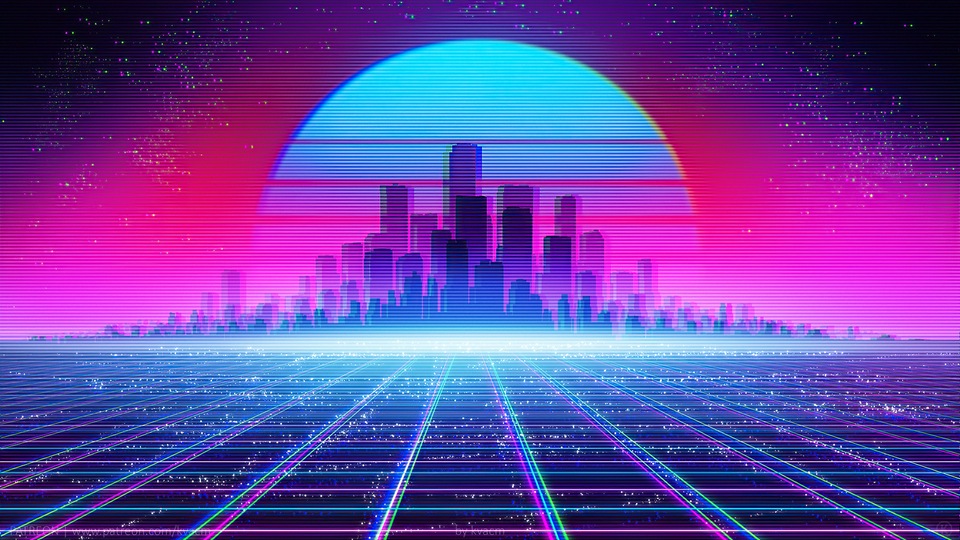 Городской пейзаж Synthwave 4k