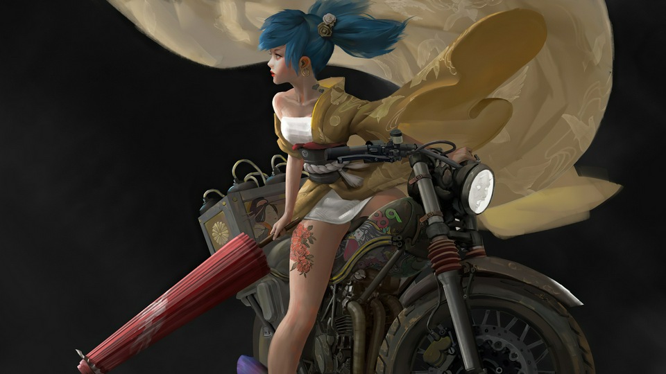 Симпатичная девушка с велосипедом 4k