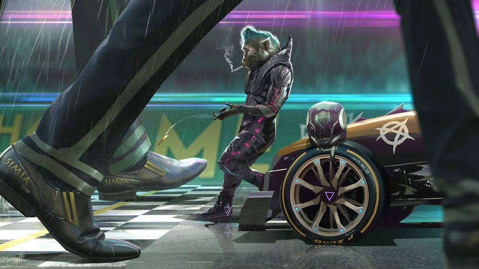 Гонщик на обезьяньей машине