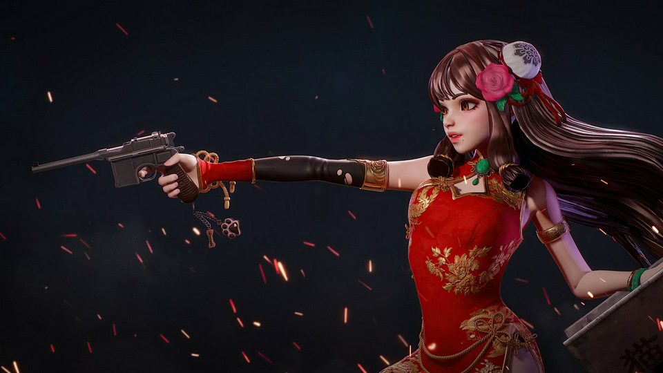 Девушка с пистолетом 4k Художественное произведение