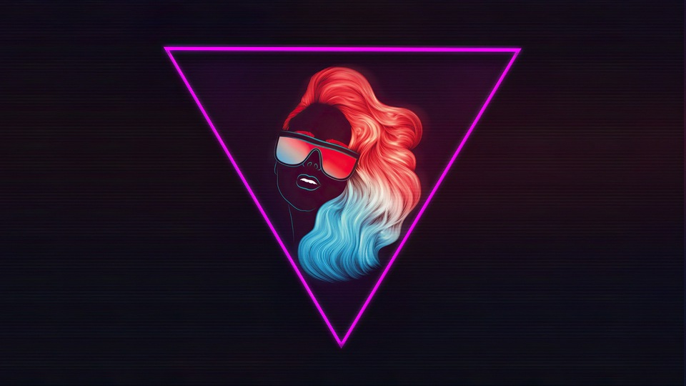 Синтезатор Retrowave Women Triangle Art 4k