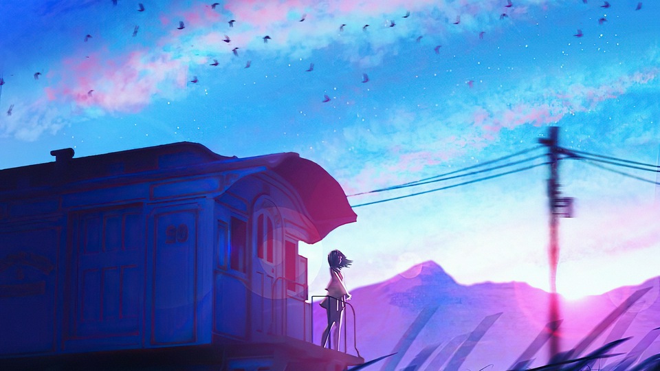 Девушка, стоящая в кабинете Последнего поезда 4k