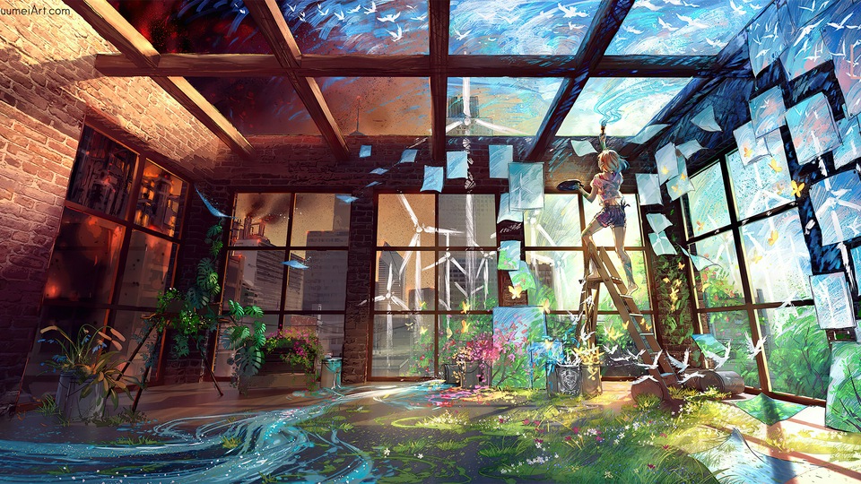 Представьте себе раскрашивающую девушку 4k