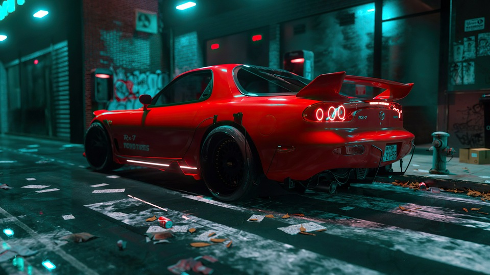 Mazda Rx7 Red Cgi Art 4k