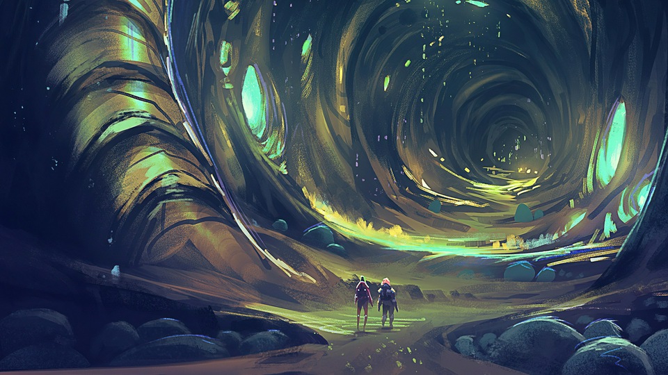 Пещера светящейся трубки 4k