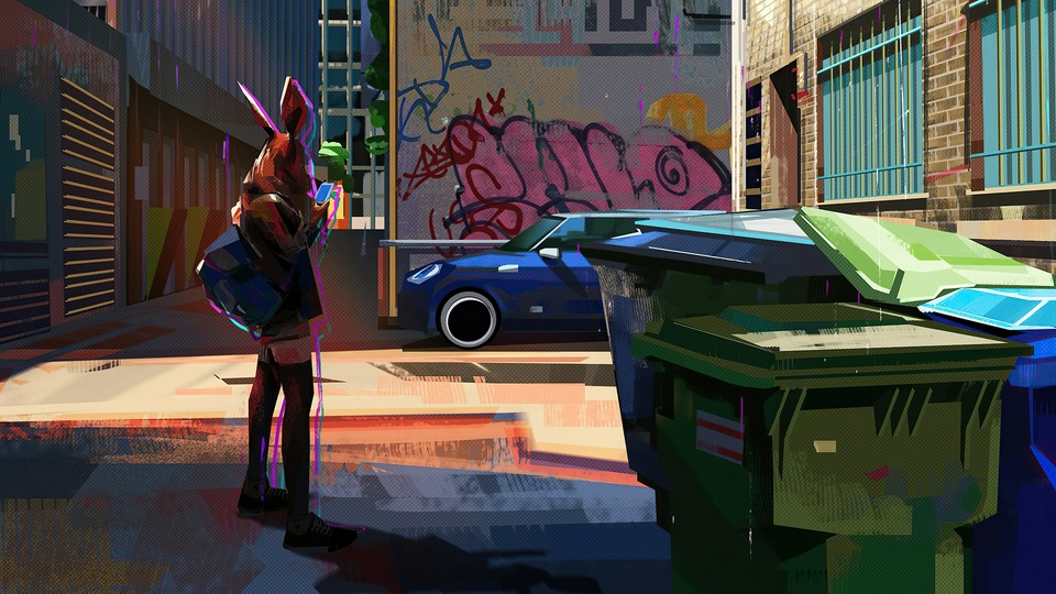 Девочка-Кролик в городе 4k