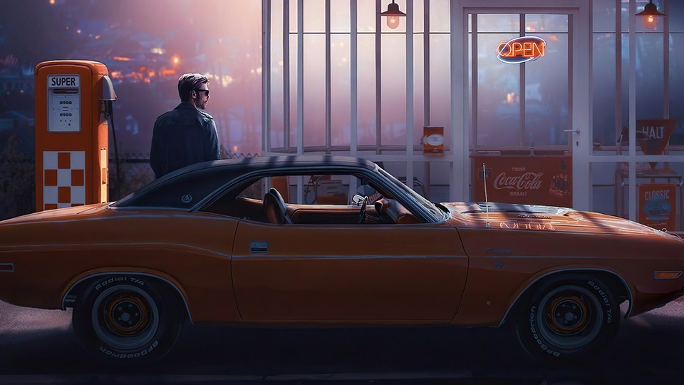 Поездка на закате в Лос-Анджелесе 4k