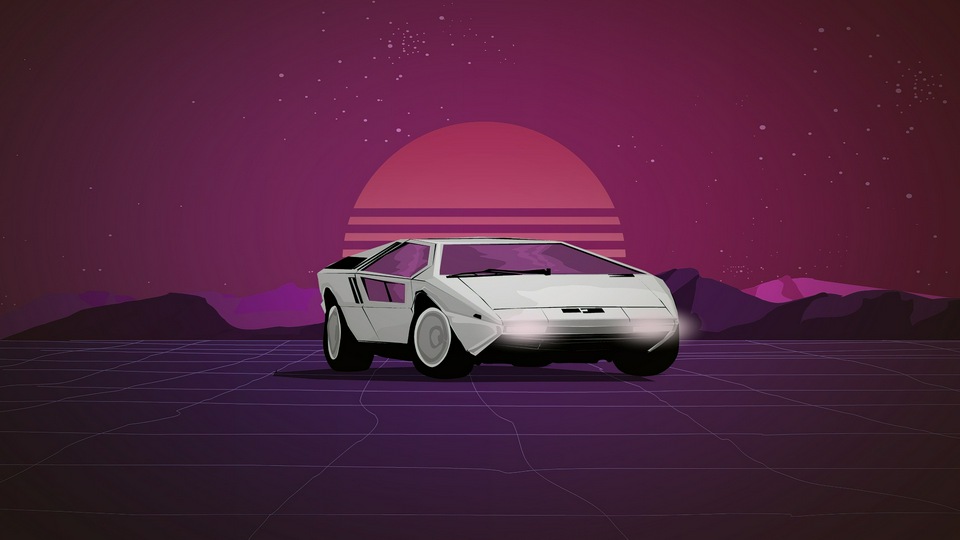 Maserati Boomerang Synthwave 8k